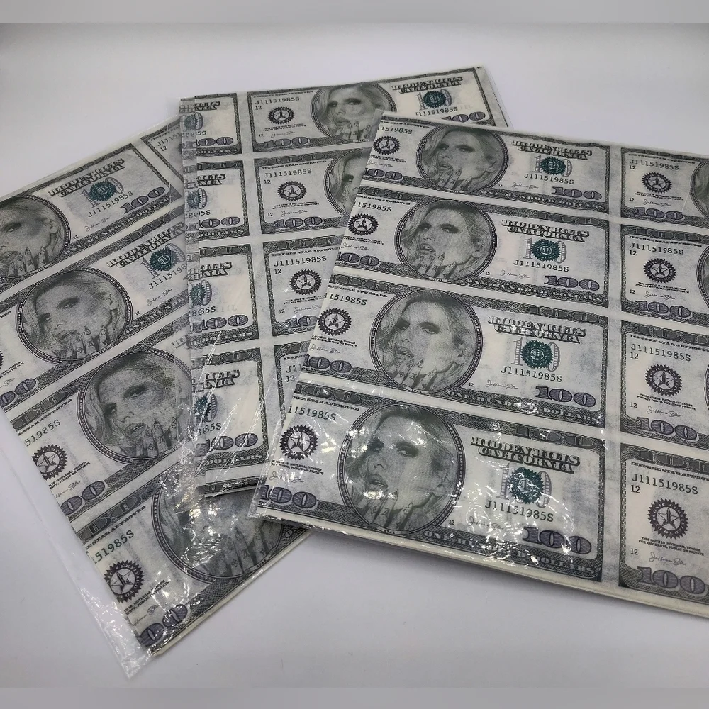 Jeffree Star Money Print Tissue Paper Set of Three (3) Sheets 29.5 x 19.8 Rare